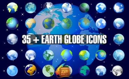 Terre globe icons set