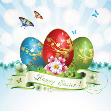 decoraciones y tarjetas de Pascua vector huevos de mariposa
