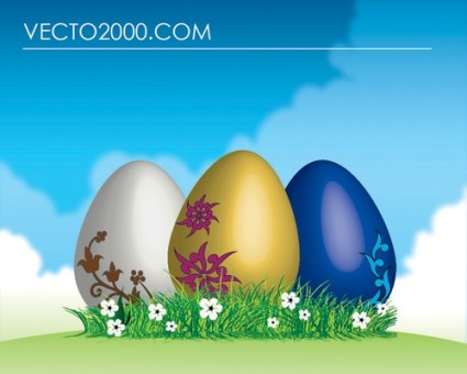 復活節雞蛋在綠色的草地上