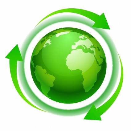 hijau Eco dunia atau Amerika Utara dengan panah