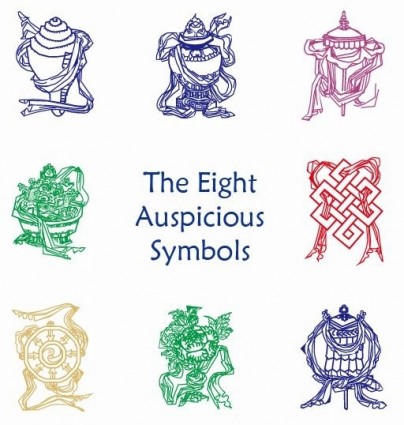 huit symboles auspicieux vector graphic