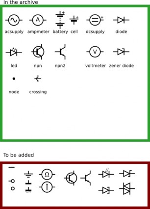 símbolos de circuito eletrônico clip-art