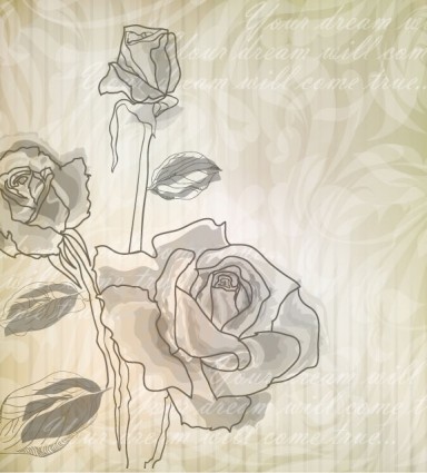 优雅的玫瑰花纹图案背景矢量
