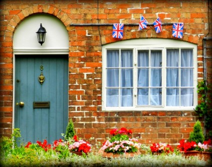 イギリスの英国の旗の戸口