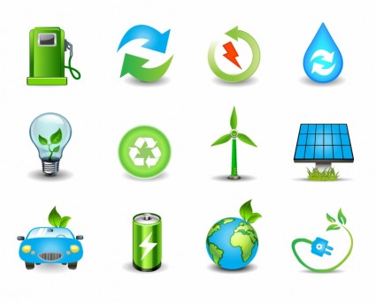 значки экологических и зеленой энергии