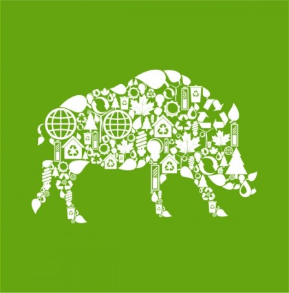 Environmental Elements Of Collage Images Of Animals Vector