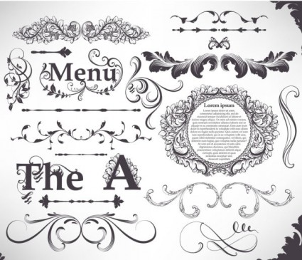 europeanstyle 花边花纹矢量