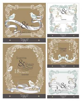 Europeanstyle Lace Ribbon Bird Vector