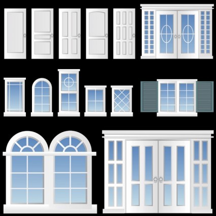 europeanstyle jendela dan pintu vektor