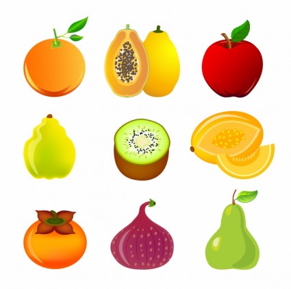 jeu d'icônes de fruits exotiques