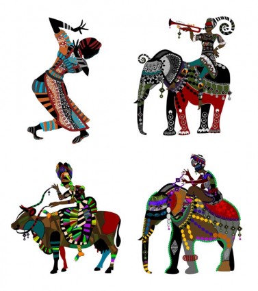 Изысканная декоративная роспись две серии этнический стиль вектор