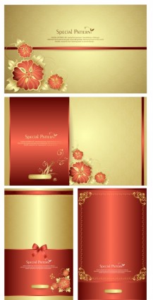 Exquisite Floral Greeting Cards Vector