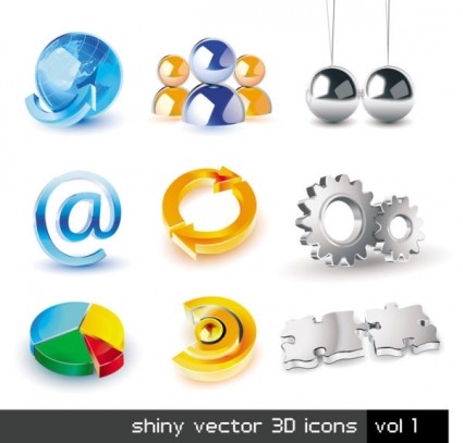 Exquisite Threedimensional Icon Set Vector