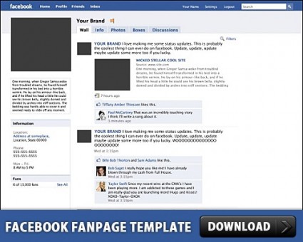 Facebook fanpage gratis psd template