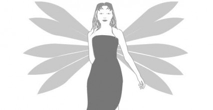 夢幻天使女孩的翅膀免費向量