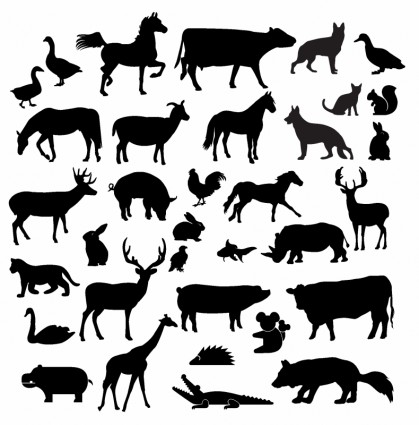 colección de silueta de animales de granja