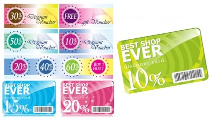 Fashion discount card template vecteur avec coupons-rabais