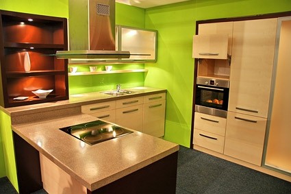 tono de moda verde de la imagen de la cocina