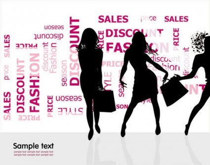 Fashion Shopping Beauty Silhouette Vector