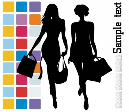 Fashion Shopping Beauty Silhouette Vector