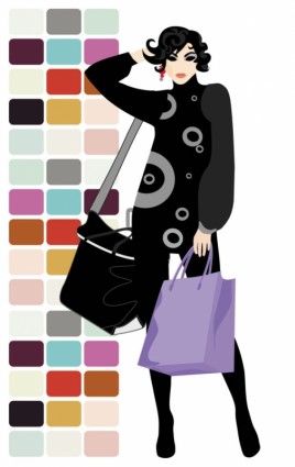 vettore di moda dello shopping bellezza silhouette