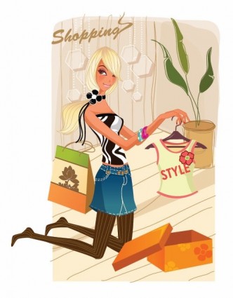 Mode shopping Mädchen-Vektor-illustration