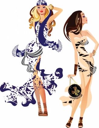 tendência de moda do shopping mulheres silhuetas ilustração em vetor