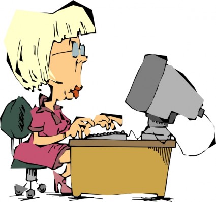 مستخدم الكمبيوتر الإناث قصاصة فنية