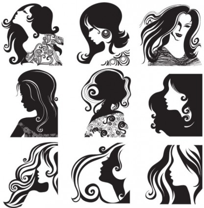 女性の頭パターン ベクトル