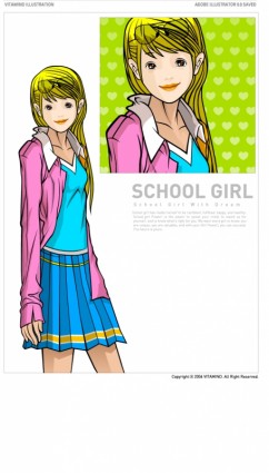 Female Students Cartoon Characters Vector