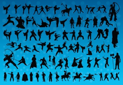 Fighting Silhouettes Vectors