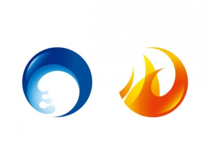 vector icono circular de fuego y agua