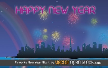 noche de año nuevo de fuegos artificiales