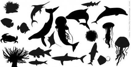 ปลา silhouettes เวกเตอร์
