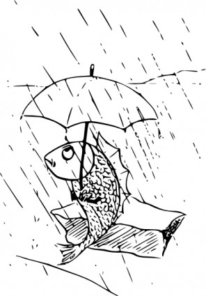 ikan dengan payung clip art