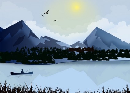 湖冬の漁師