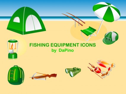 ícones de equipamentos de pesca