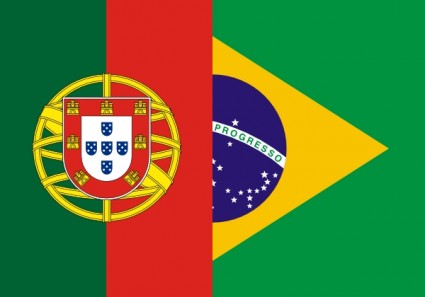ブラジルとポルトガルの国旗をクリップアートします。