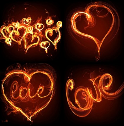 Flame Effect Of Romantic Heartshaped Hd Photo