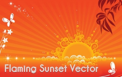 Flaming Sunset Vector