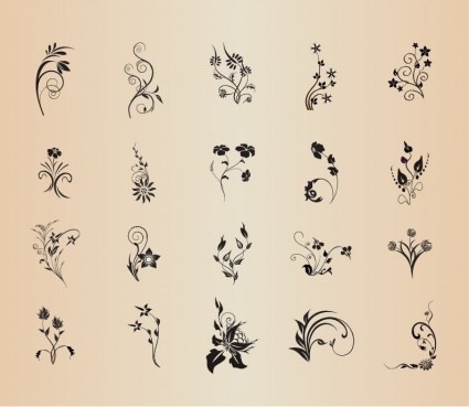 conjunto de elementos florales de vector garaphic