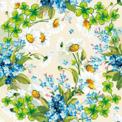 fleurs floral fond bleu