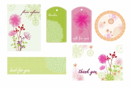 cartões e tags de quadros florais