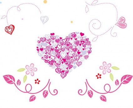 gráfico de vetor floral amor coração