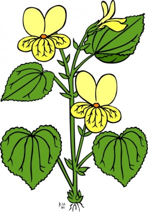 Blumen Pflanze mit grünen Blätter ClipArt