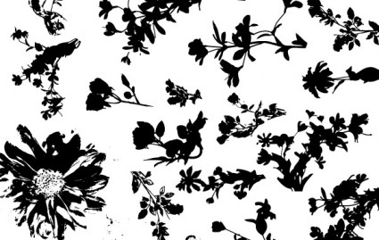 silueta floral vector pack