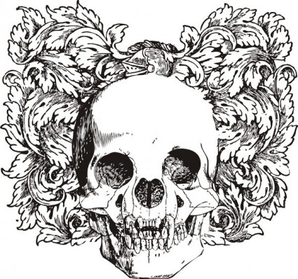 Ilustración de vector cráneo floral