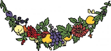 Blumen und Früchte Girlande-ClipArt