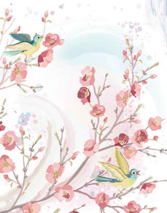 Flowers And Birds Background Vector