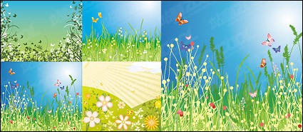 Blumen und Schmetterlinge-Vektor-material